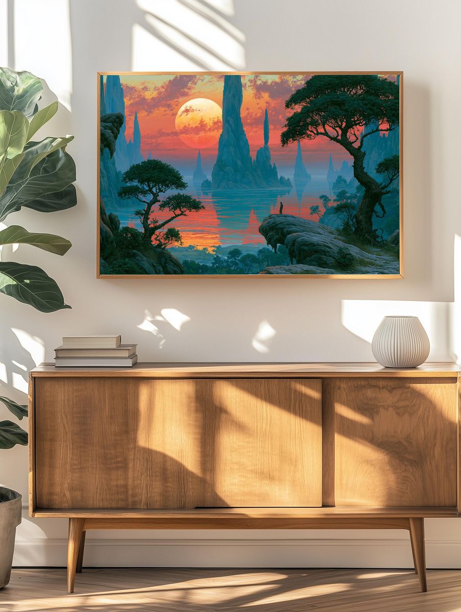 Alien Sunset Landscape Print. — room view 3