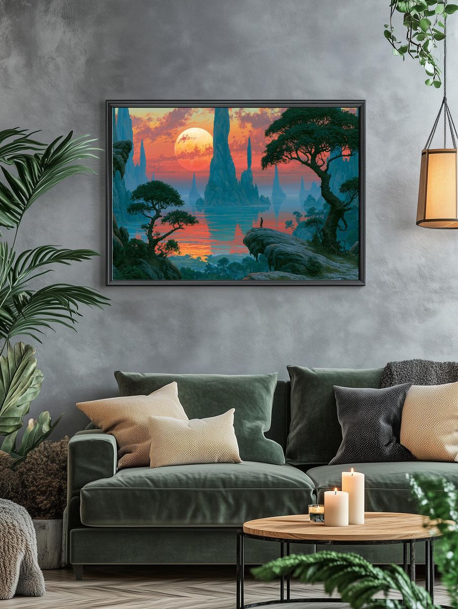 Alien Sunset Landscape Print. — room view 4
