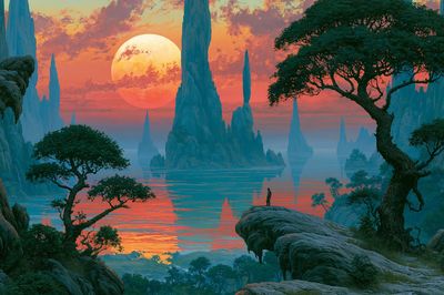 Alien Sunset Landscape Print.