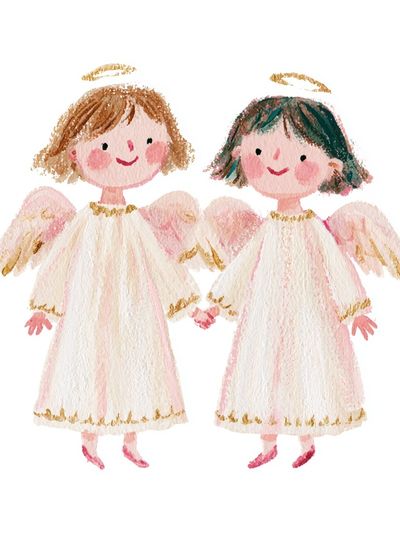 Two Angels Watercolor Print.