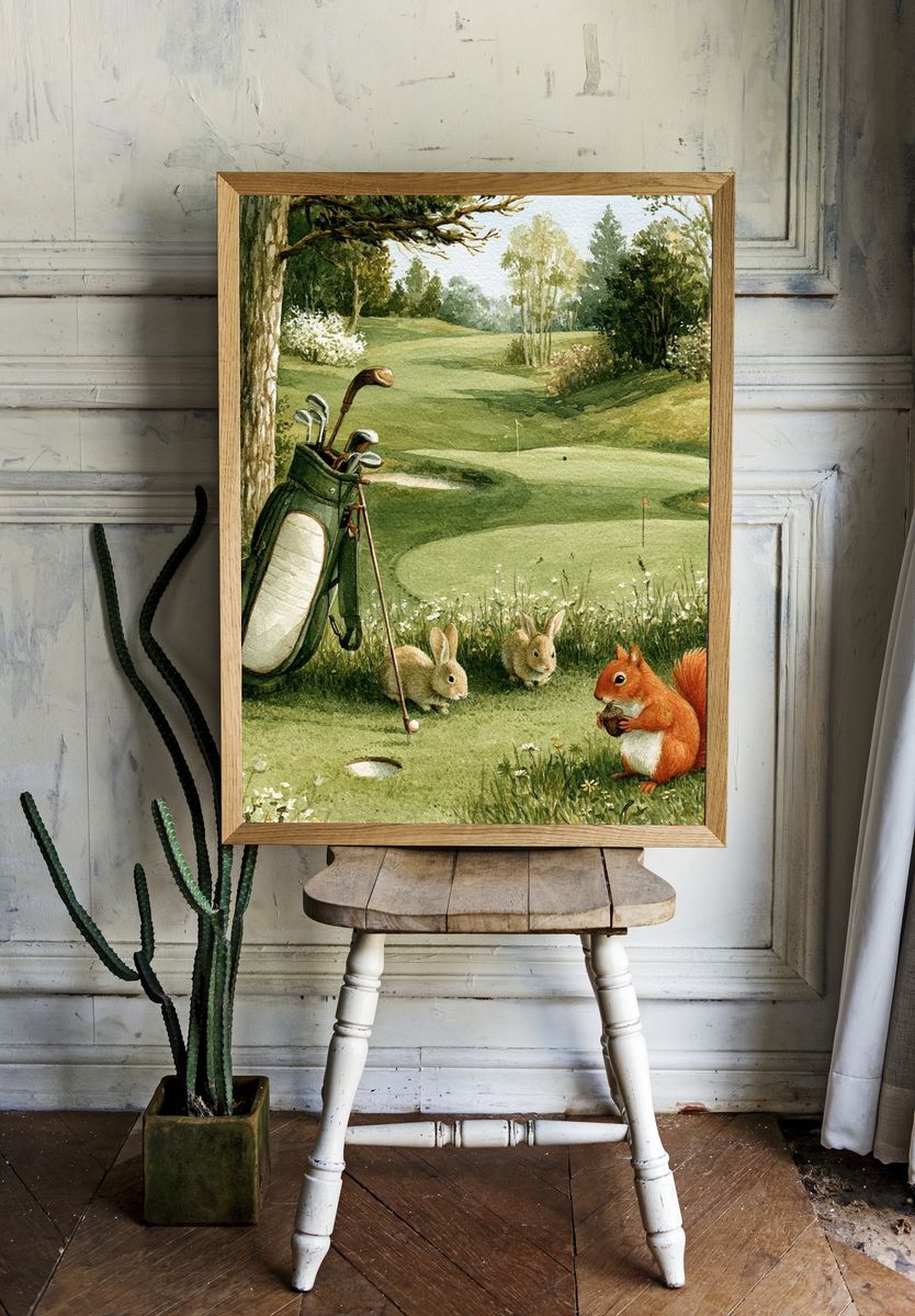 Whimsical Golf Course Illustration Poster. room preview
