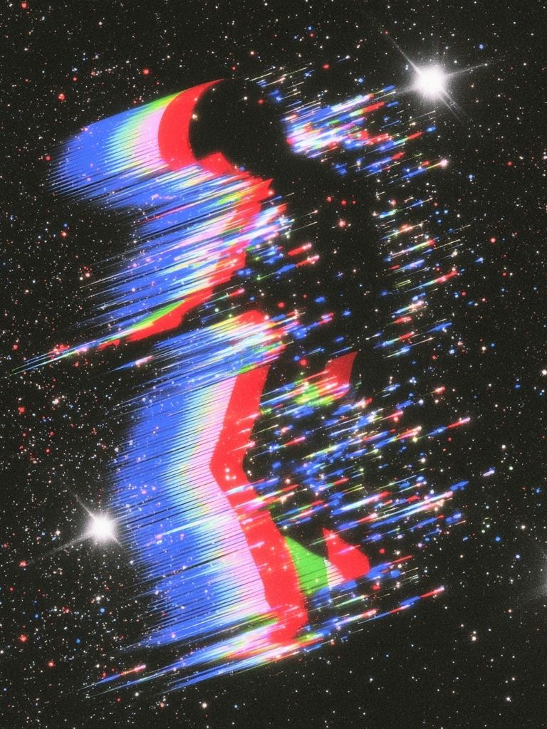 Glitchy Cosmic Figure Print. poster — illustration art