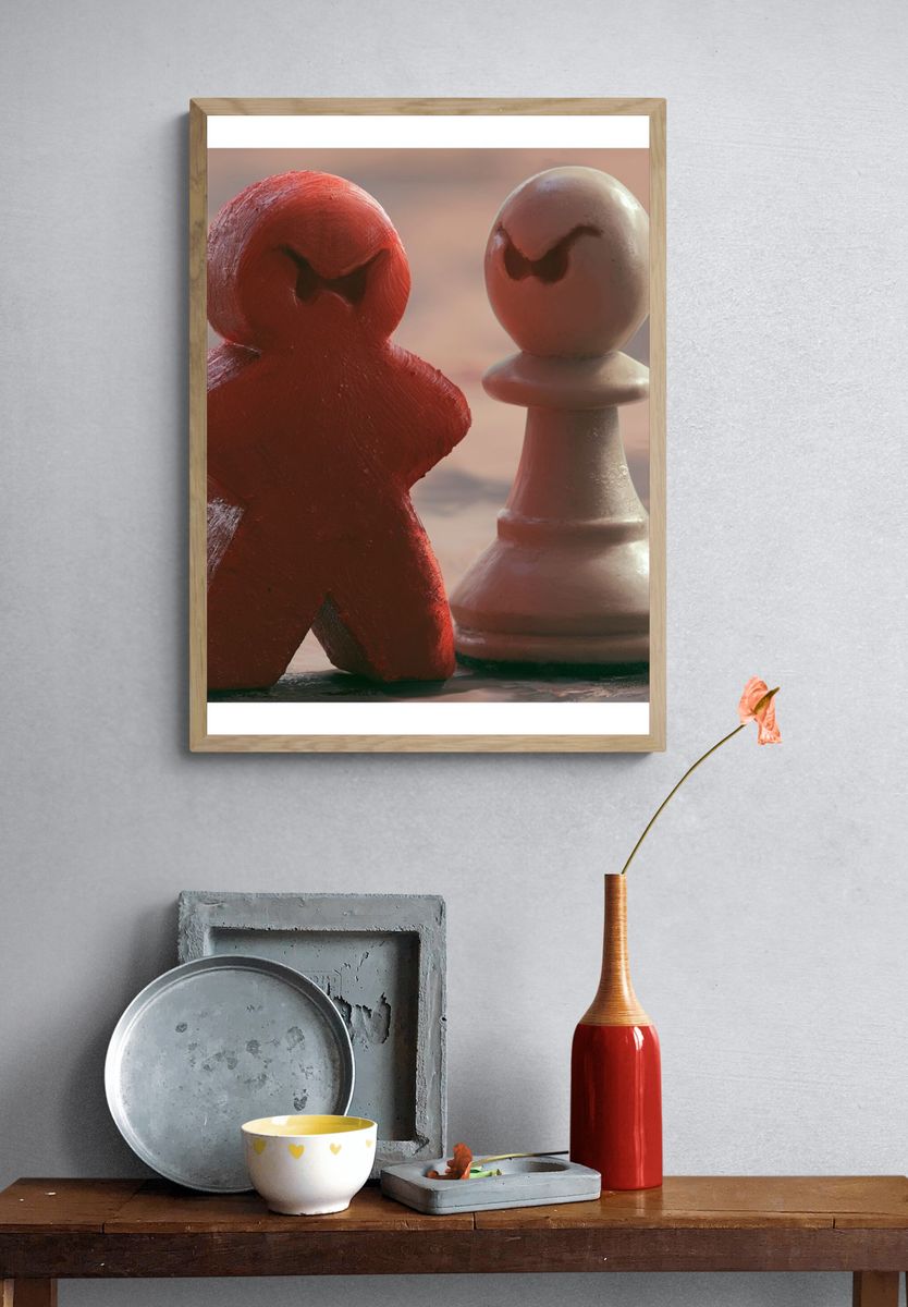 Chess Pieces Surreal Illustration Poster. — room view 3