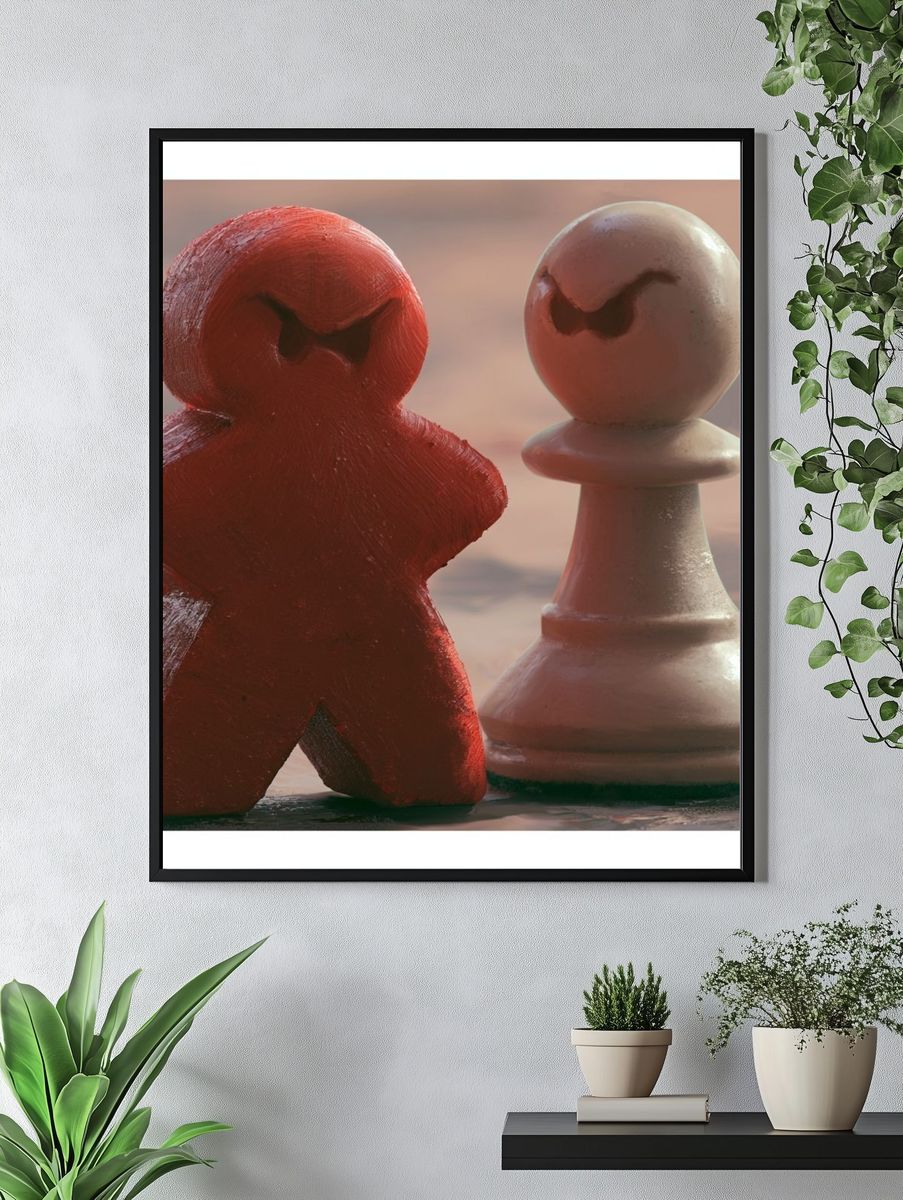 Chess Pieces Surreal Illustration Poster. — room view 4