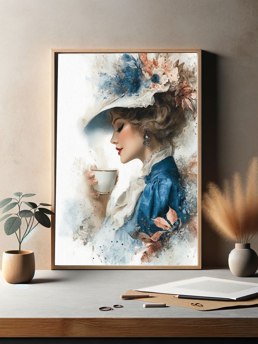 Human and AI Connection Digital Art Poster. — room view 2