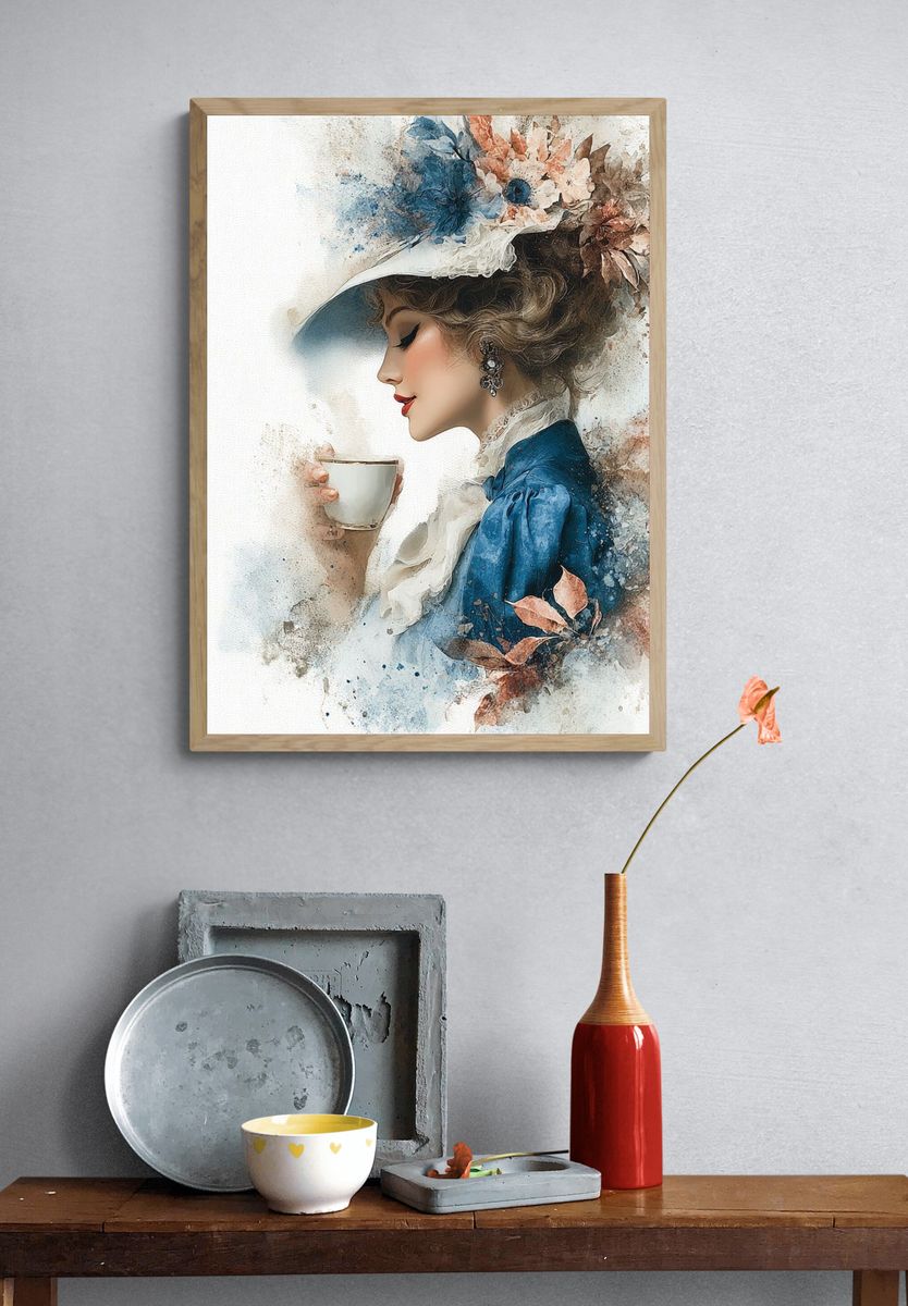 Human and AI Connection Digital Art Poster. — room view 3