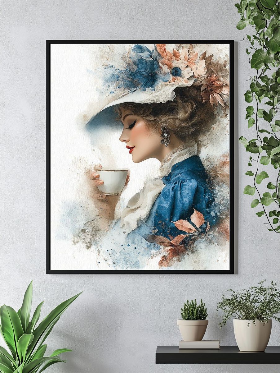 Human and AI Connection Digital Art Poster. — room view 4