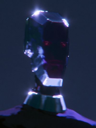 Glowing Crystal Head Portrait Print. poster