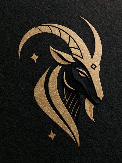 Golden Ram Zodiac Illustration Poster.