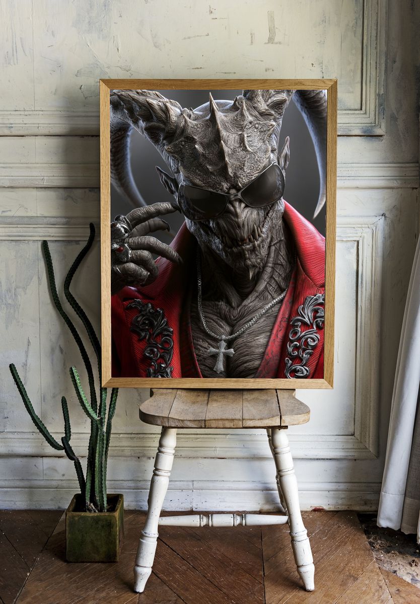 Demonic Dragon Portrait Poster. room preview
