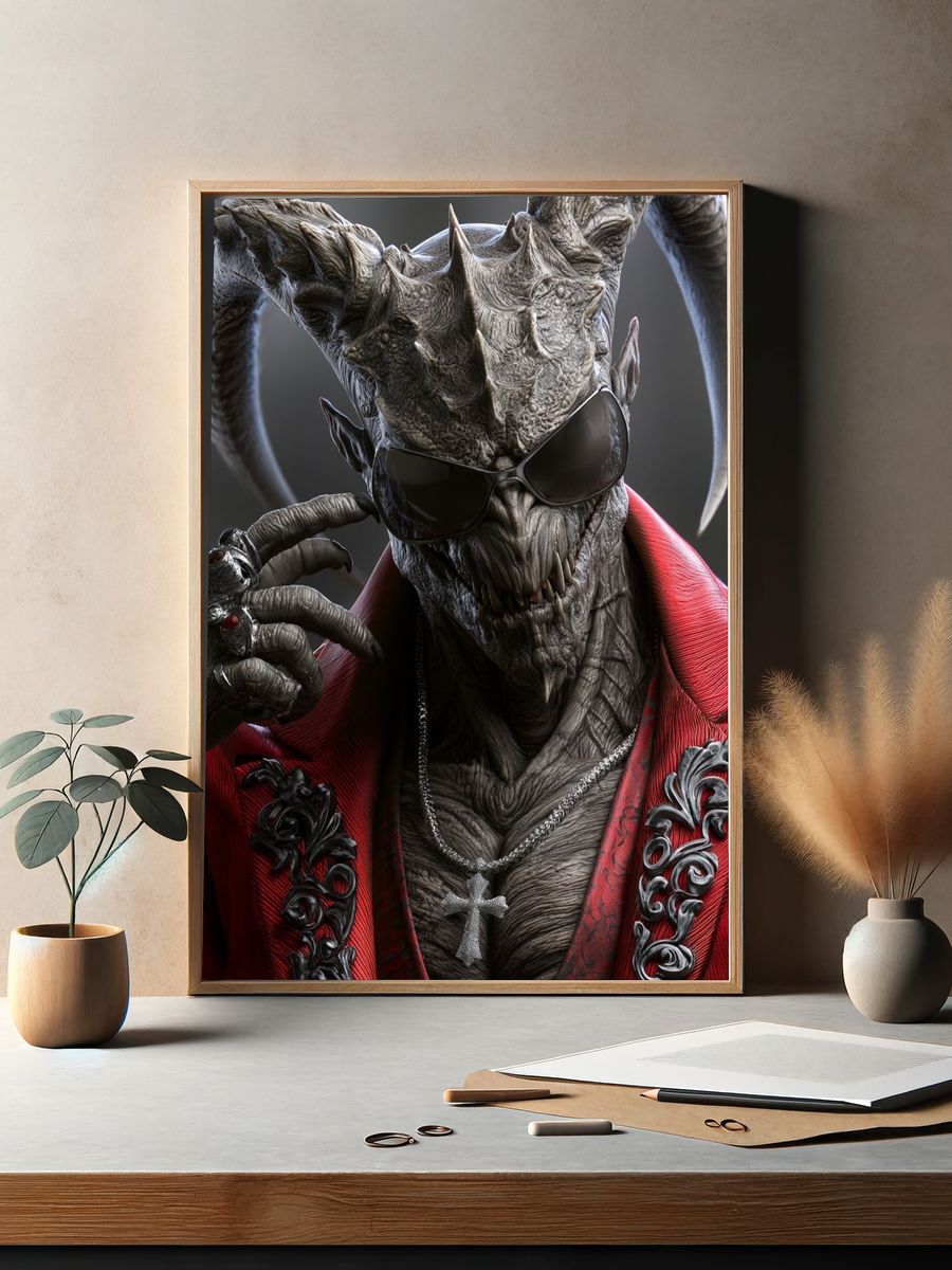 Demonic Dragon Portrait Poster. — room view 2