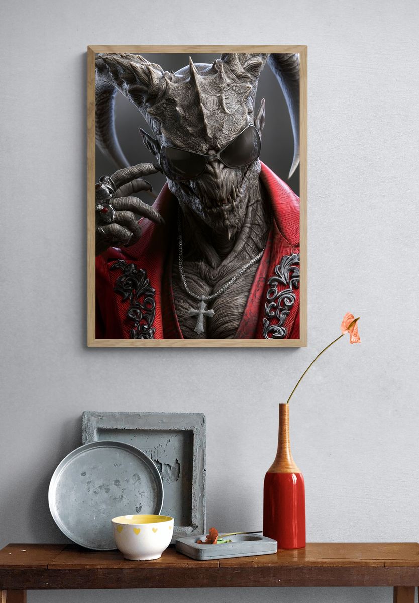 Demonic Dragon Portrait Poster. — room view 3