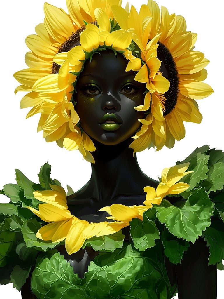Sunflower Portrait Illustration Poster. poster — illustration art