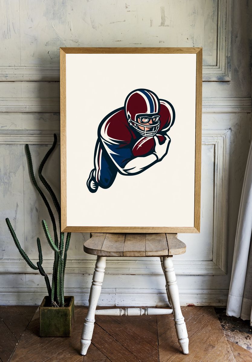 Football Player Illustration Poster. room preview
