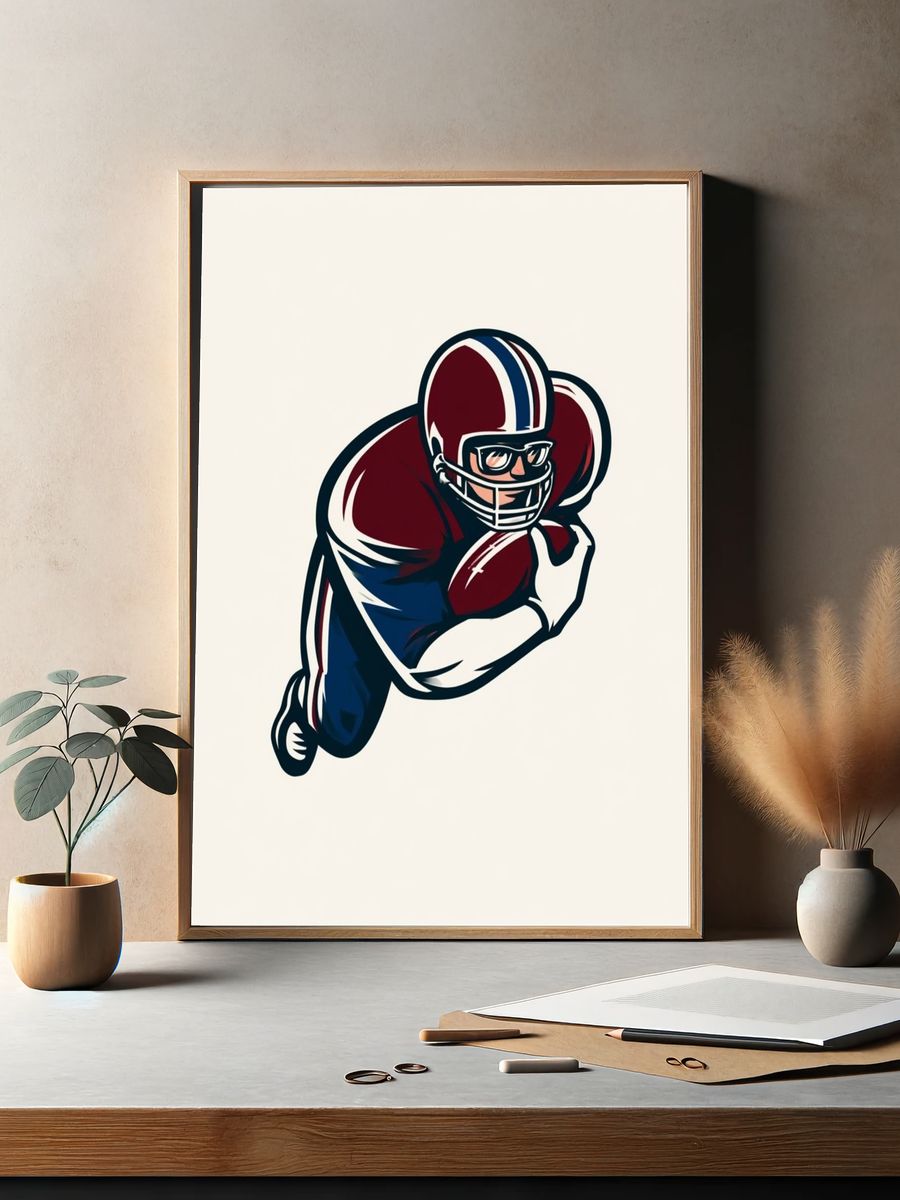 Football Player Illustration Poster. — room view 2