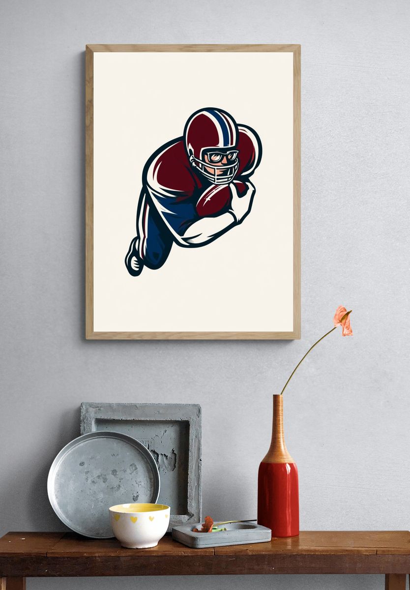 Football Player Illustration Poster. — room view 3