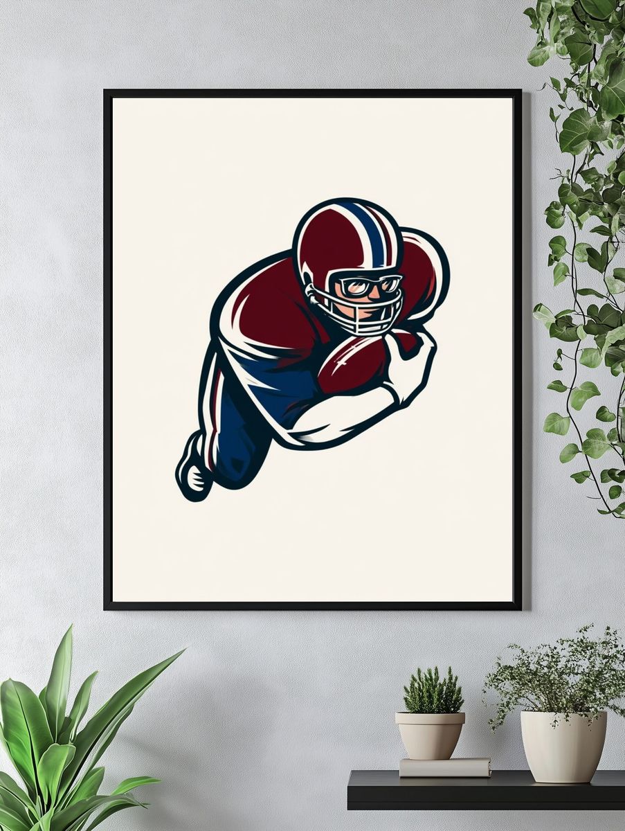 Football Player Illustration Poster. — room view 4