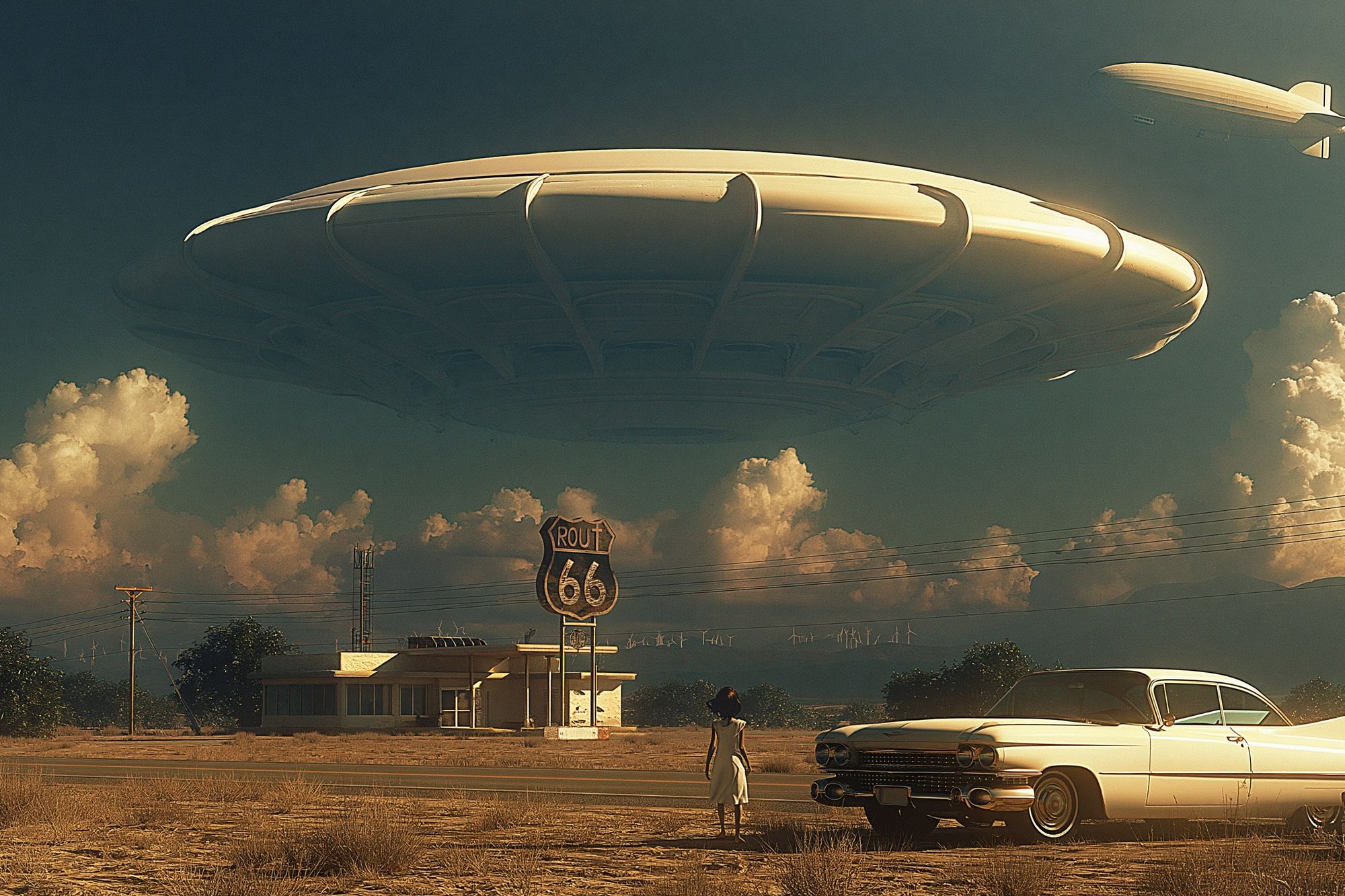 Route 66 UFO Sky Poster. poster detail