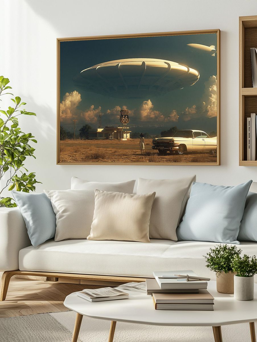 Route 66 UFO Sky Poster. — room view 2