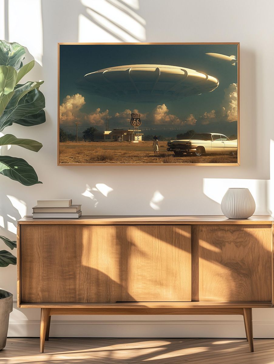 Route 66 UFO Sky Poster. — room view 3