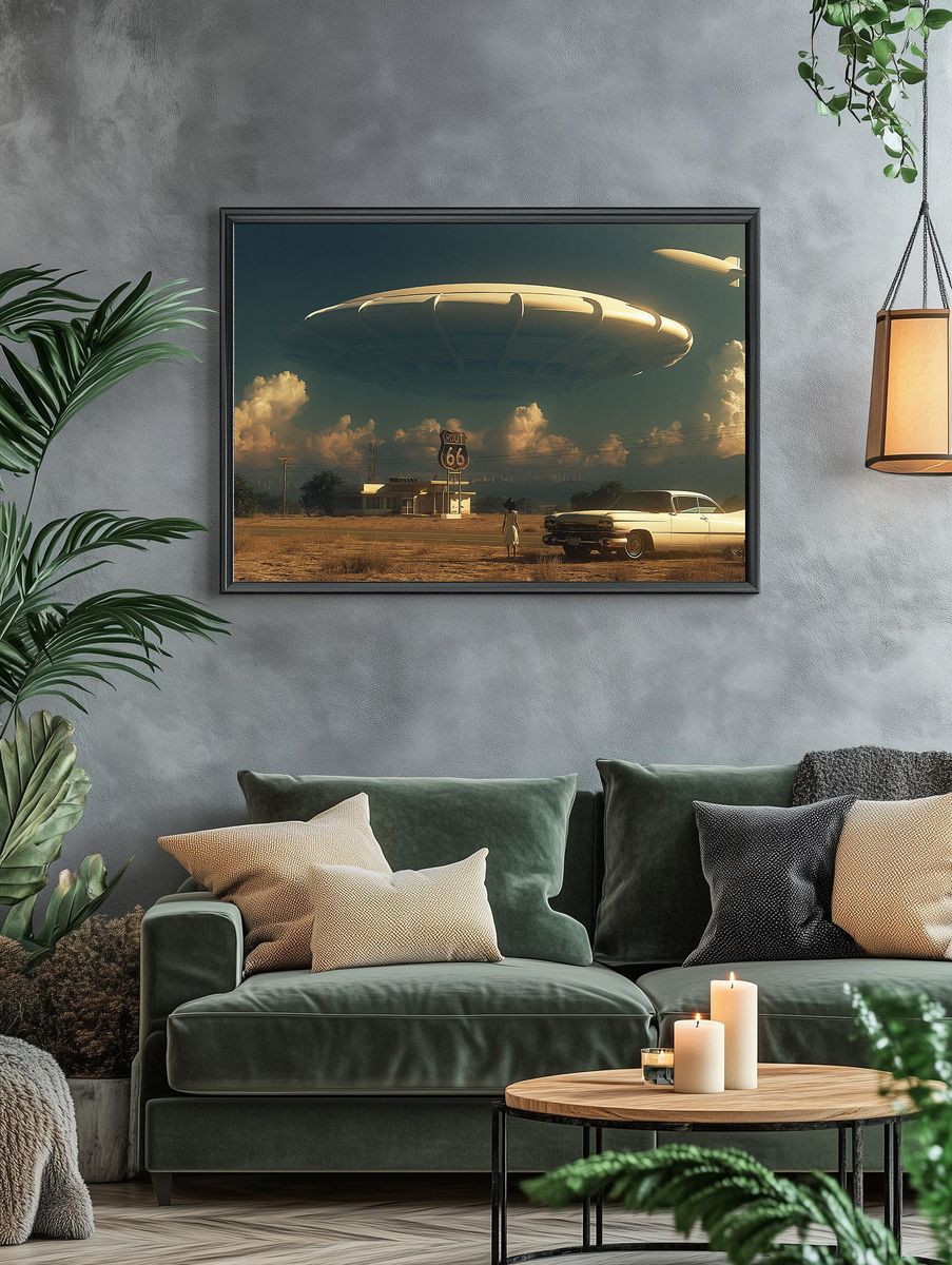 Route 66 UFO Sky Poster. — room view 4