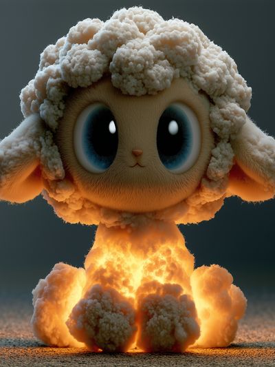 Cute Lamb Explosion Digital Art Poster. poster