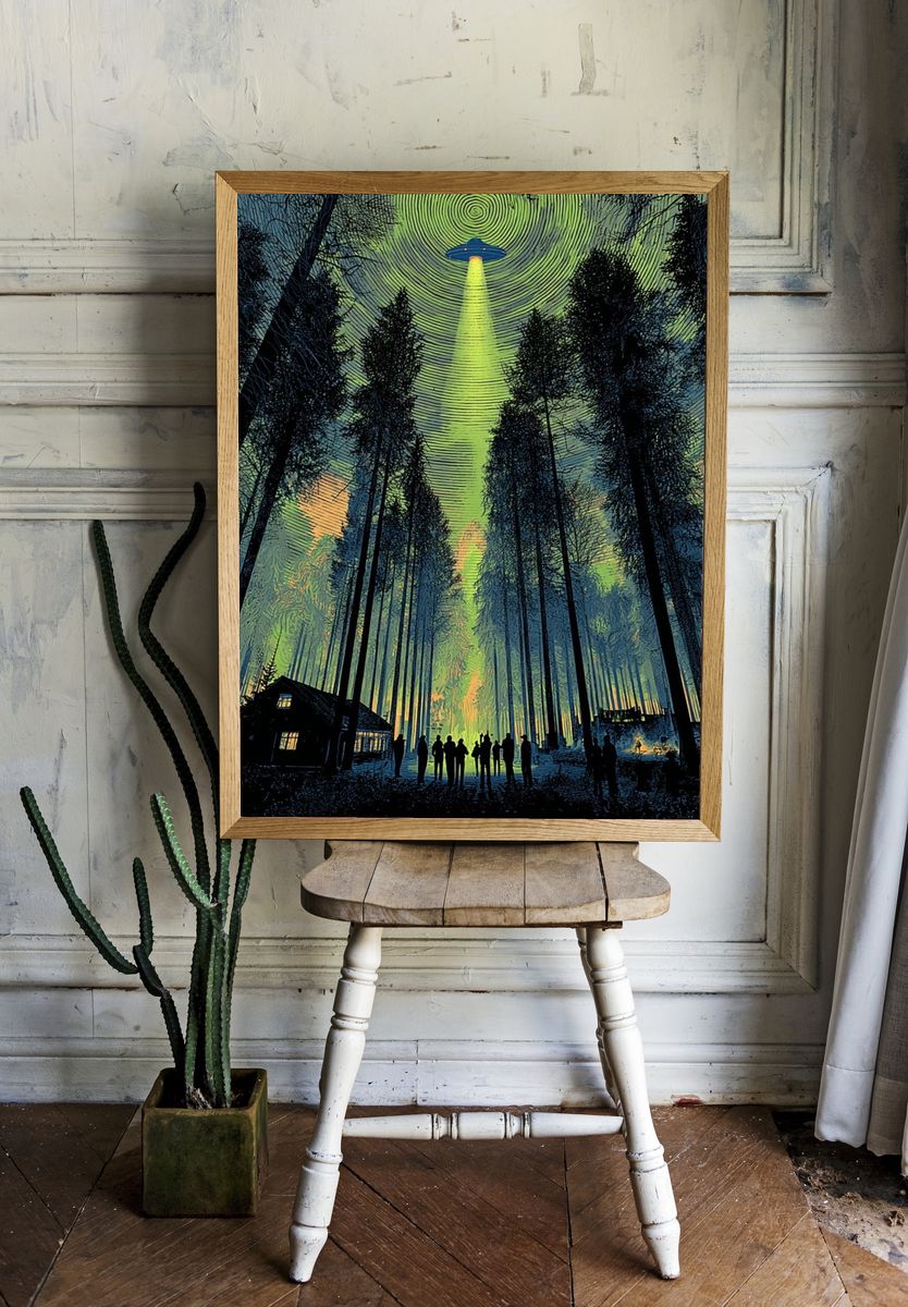 Alien Forest Encounter Illustration Poster. room preview