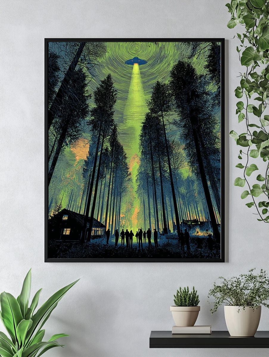 Alien Forest Encounter Illustration Poster. — room view 4