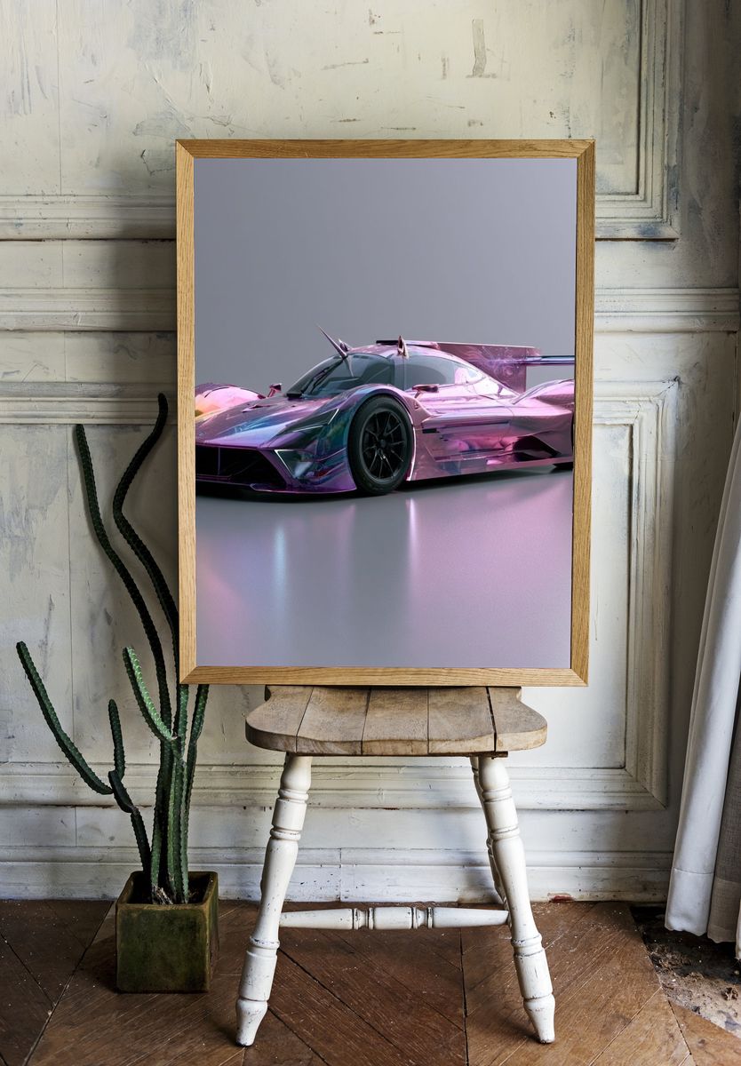 Neon Hypercar Illustration Poster. — room view 1