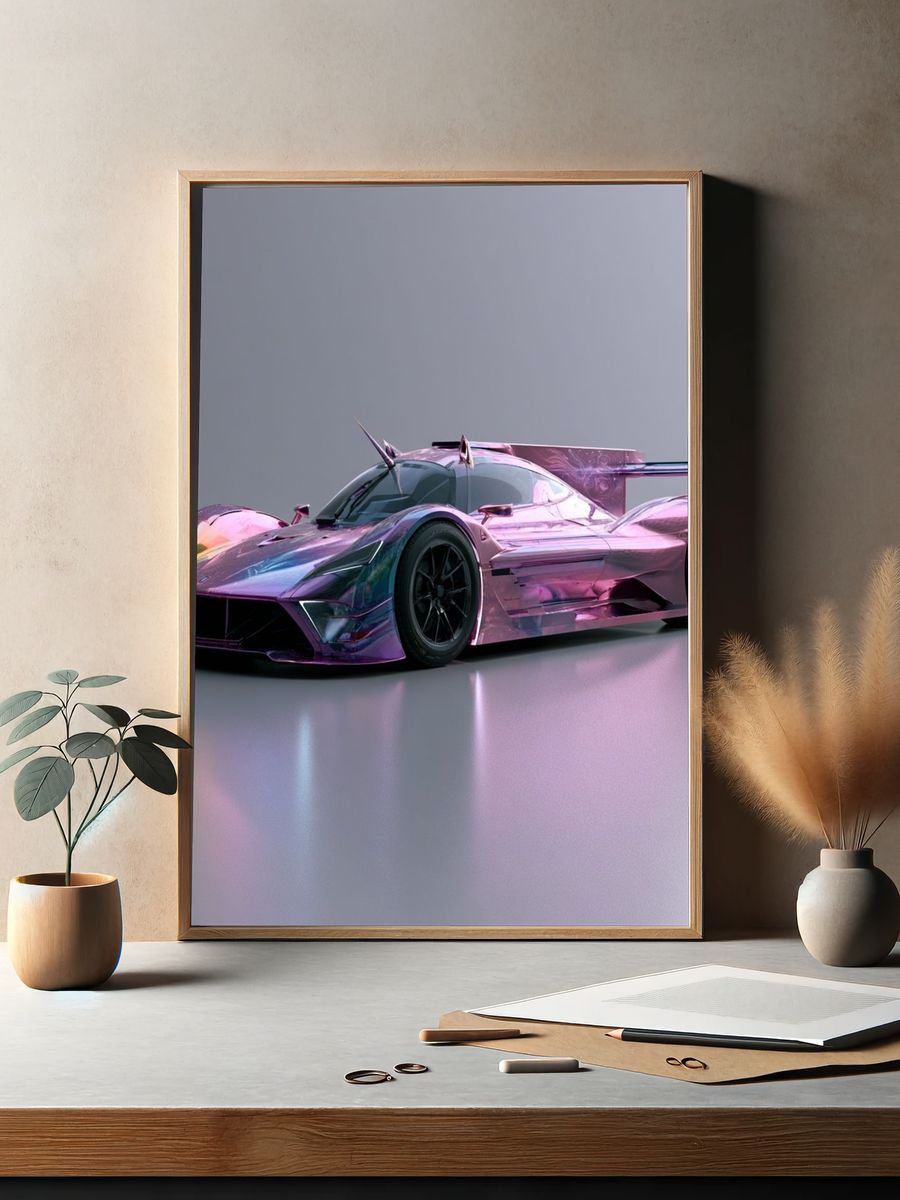 Neon Hypercar Illustration Poster. — room view 2