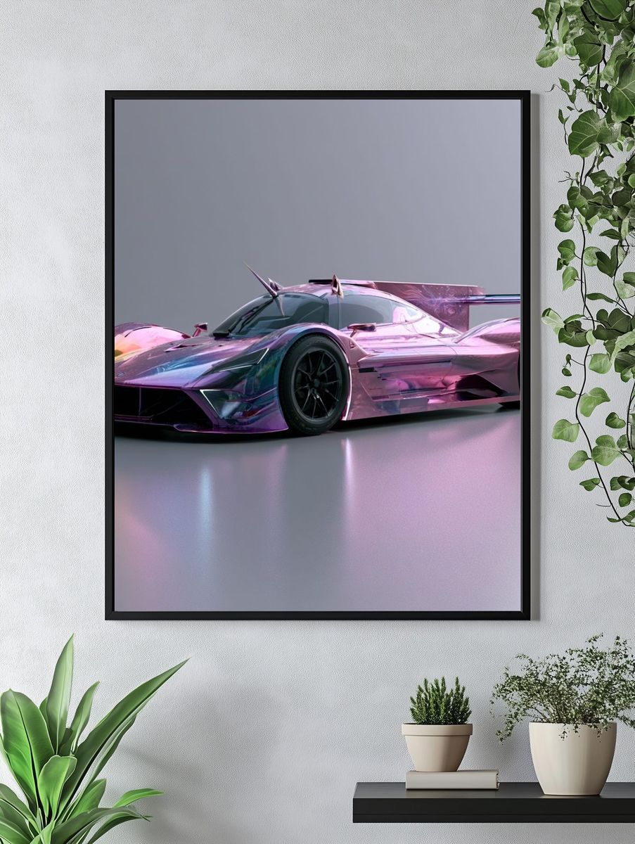 Neon Hypercar Illustration Poster. — room view 4
