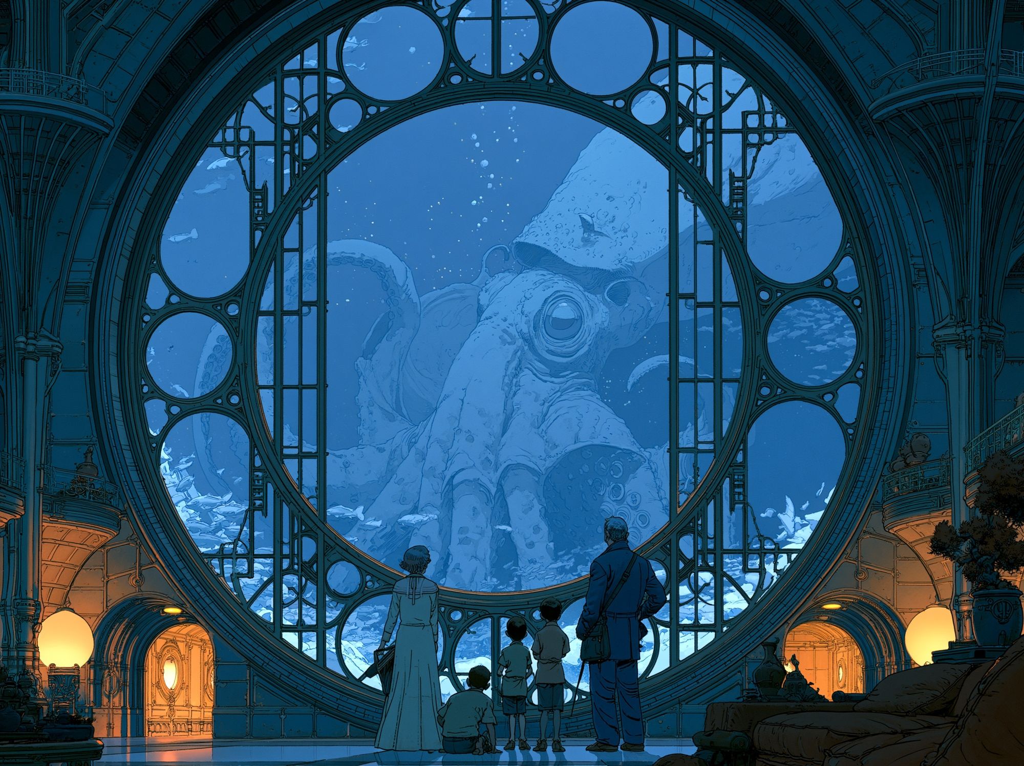 Underwater Octopus Observatory Print. poster detail