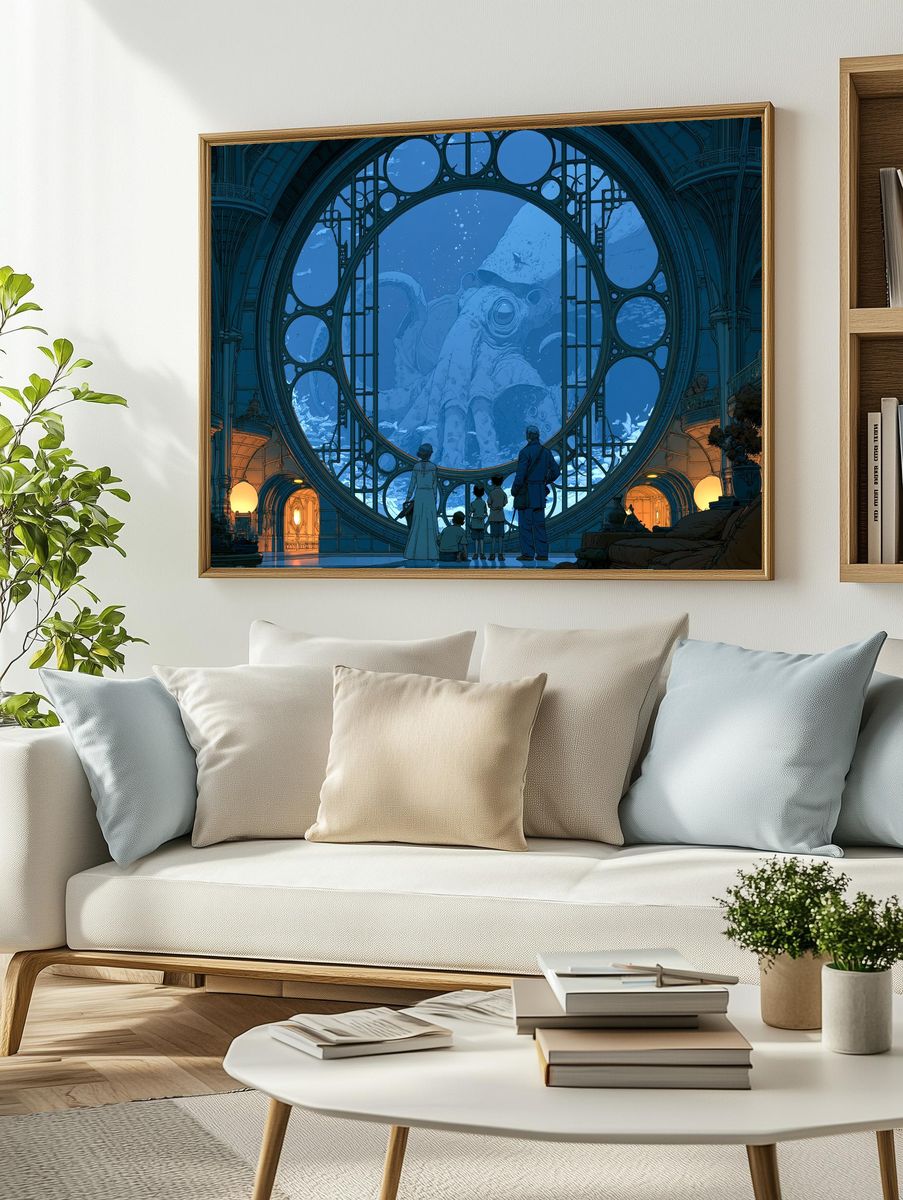 Underwater Octopus Observatory Print. — room view 2