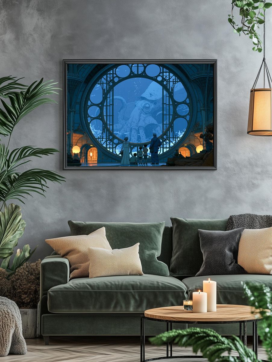 Underwater Octopus Observatory Print. — room view 4