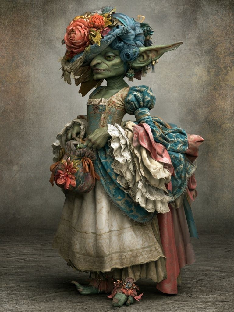 Goblin in Floral Dress Illustration Poster. poster — illustration art