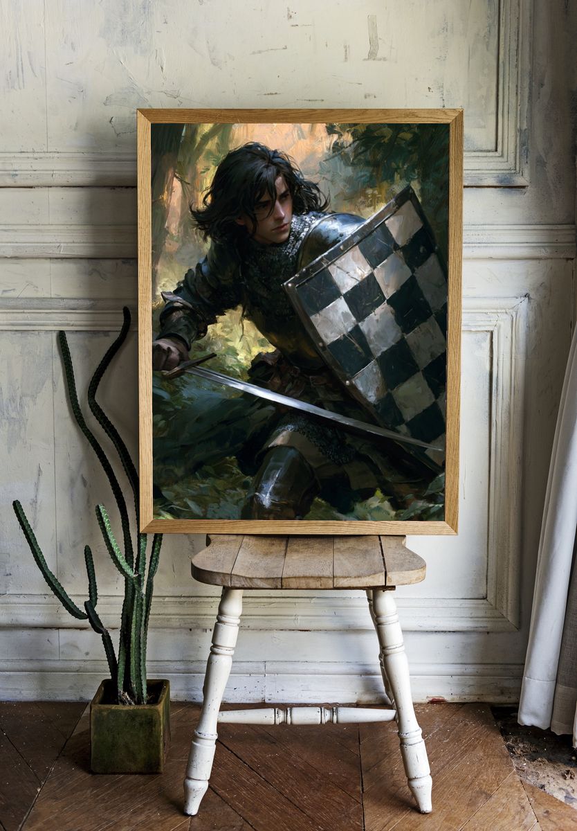 Forest Knight Digital Art Print. room preview