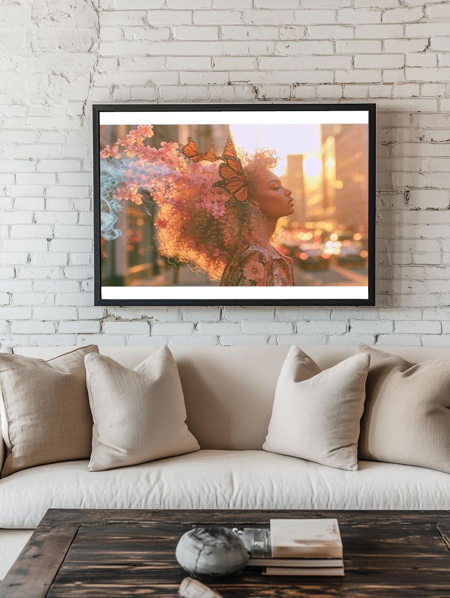 Butterfly Bloom Portrait Print. room preview