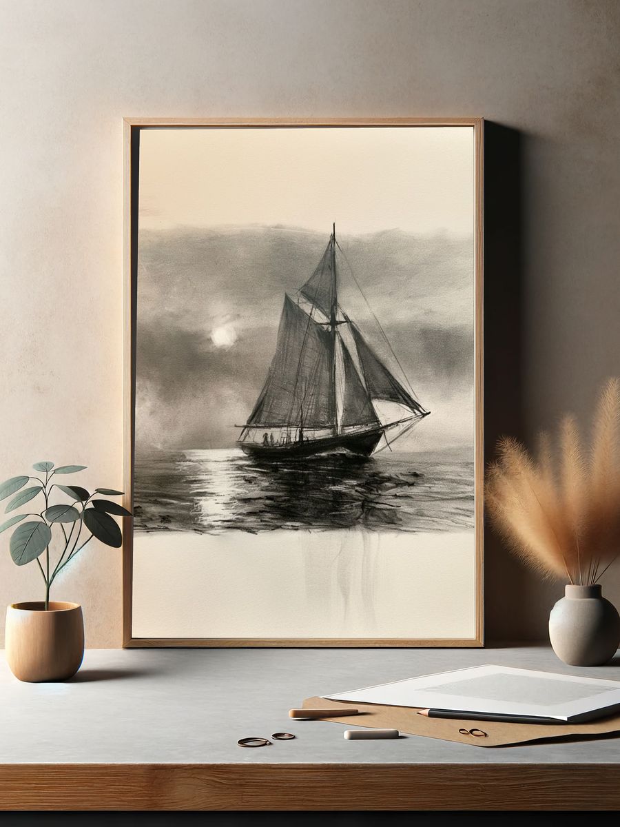 Sailing Ship at Sea — Fine-Art Print. — room view 2