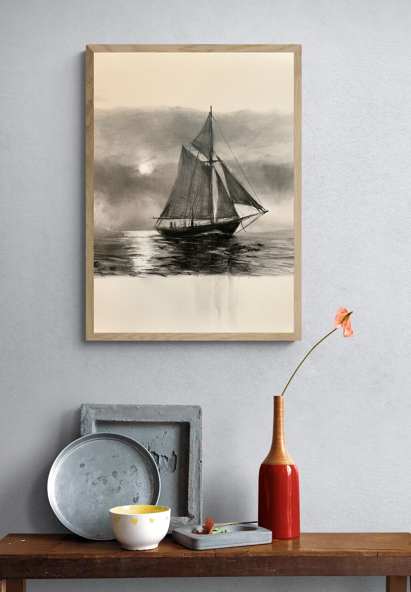 Sailing Ship at Sea — Fine-Art Print. — room view 3