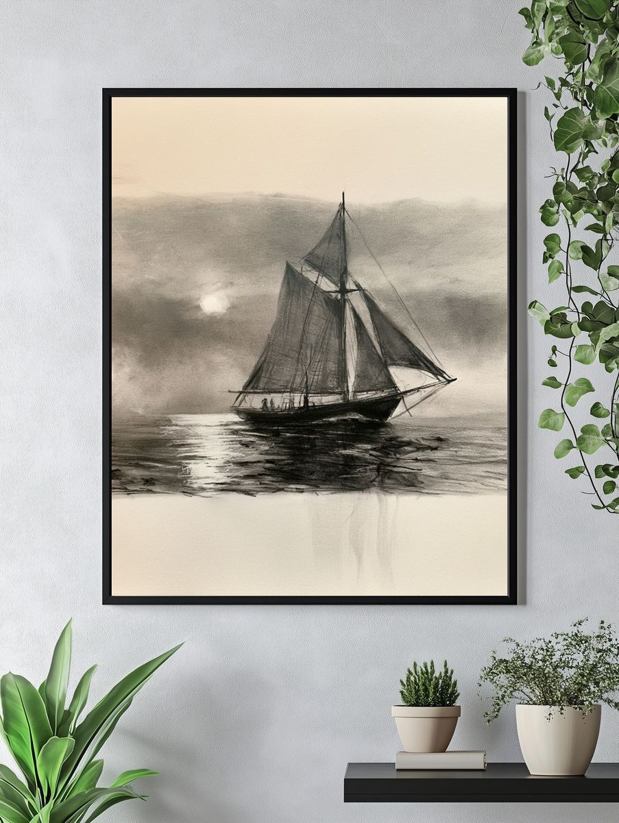 Sailing Ship at Sea — Fine-Art Print. — room view 4