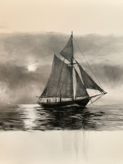 Sailing Ship at Sea — Fine-Art Print. poster