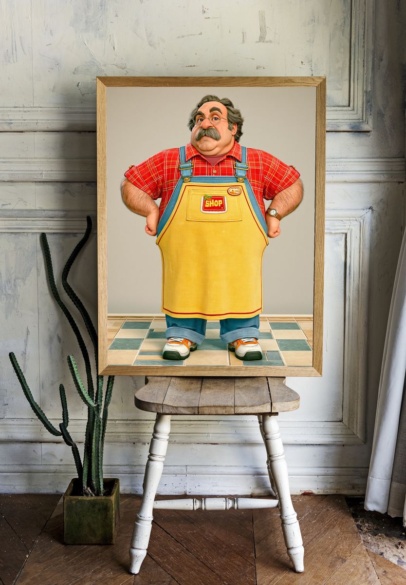 Shopkeeper Character Illustration Poster. room preview