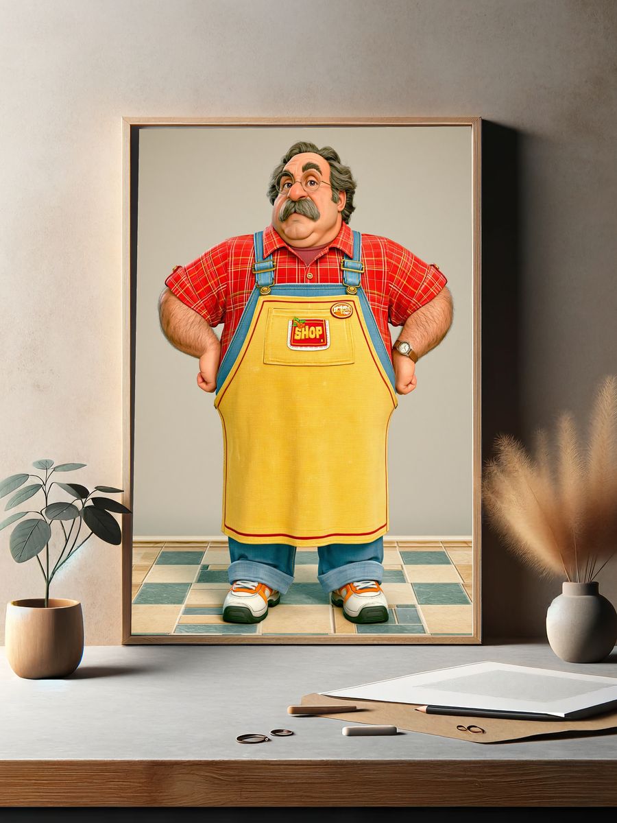 Shopkeeper Character Illustration Poster. — room view 2