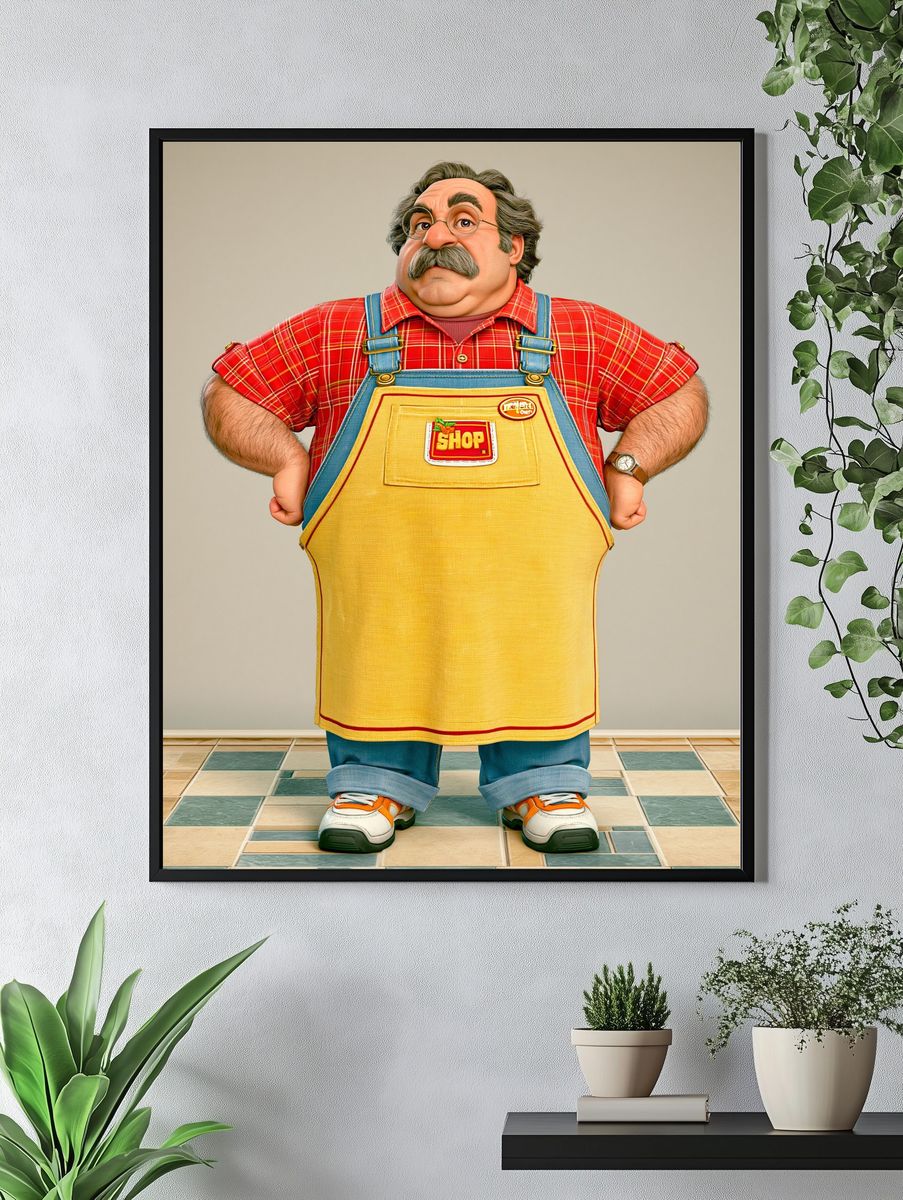 Shopkeeper Character Illustration Poster. — room view 4