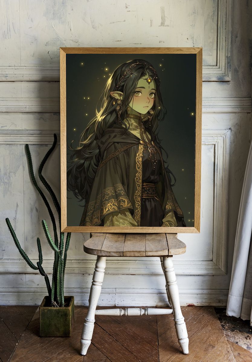 Elven Fantasy Portrait Print. room preview