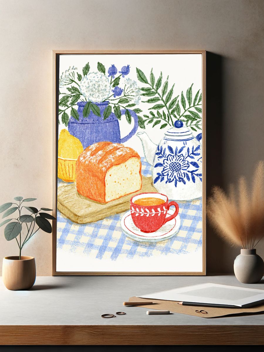 Cozy Tea Still Life Illustration Poster. — room view 2