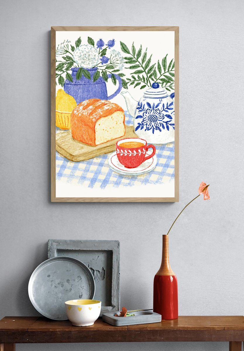 Cozy Tea Still Life Illustration Poster. — room view 3