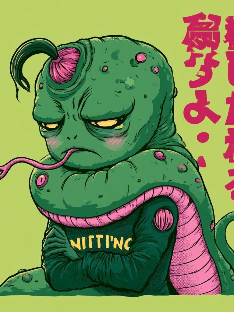 Grumpy Alien Creature Typography Poster. poster — illustration art