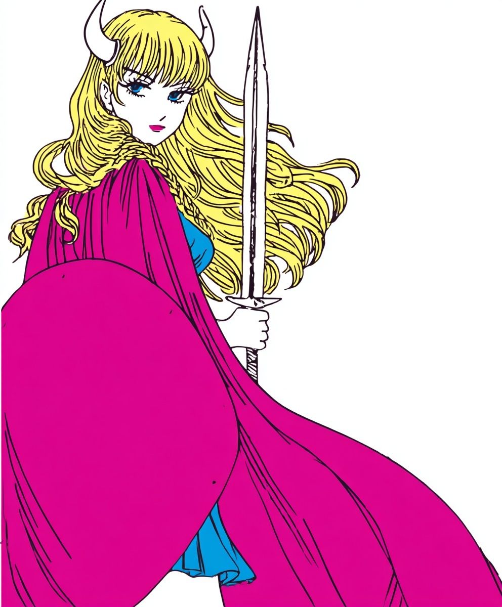 Horned Warrior Girl Illustration Poster. poster — illustration art