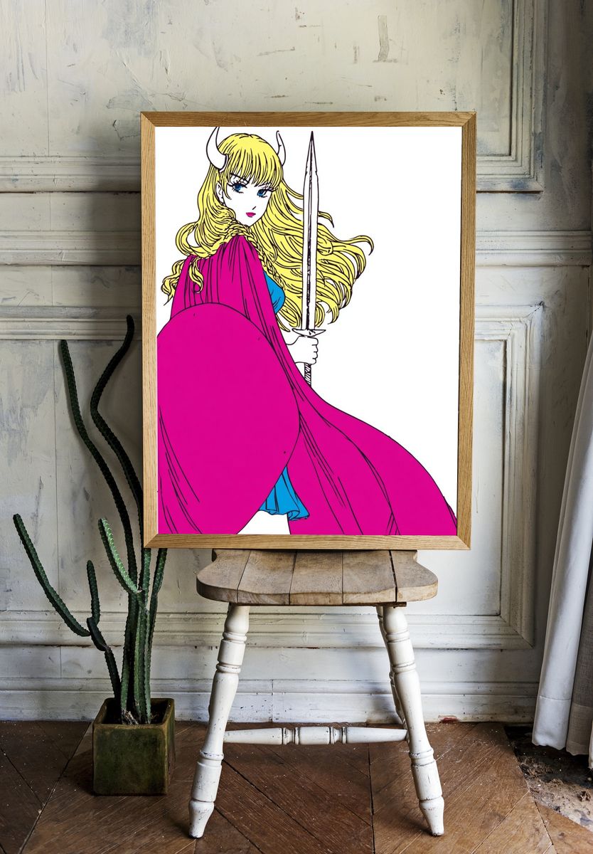 Horned Warrior Girl Illustration Poster. — room view 1